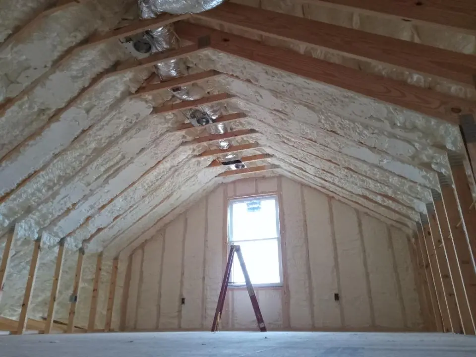Spray foam roofing application for Crawl Space Insulation project in Ellsworth